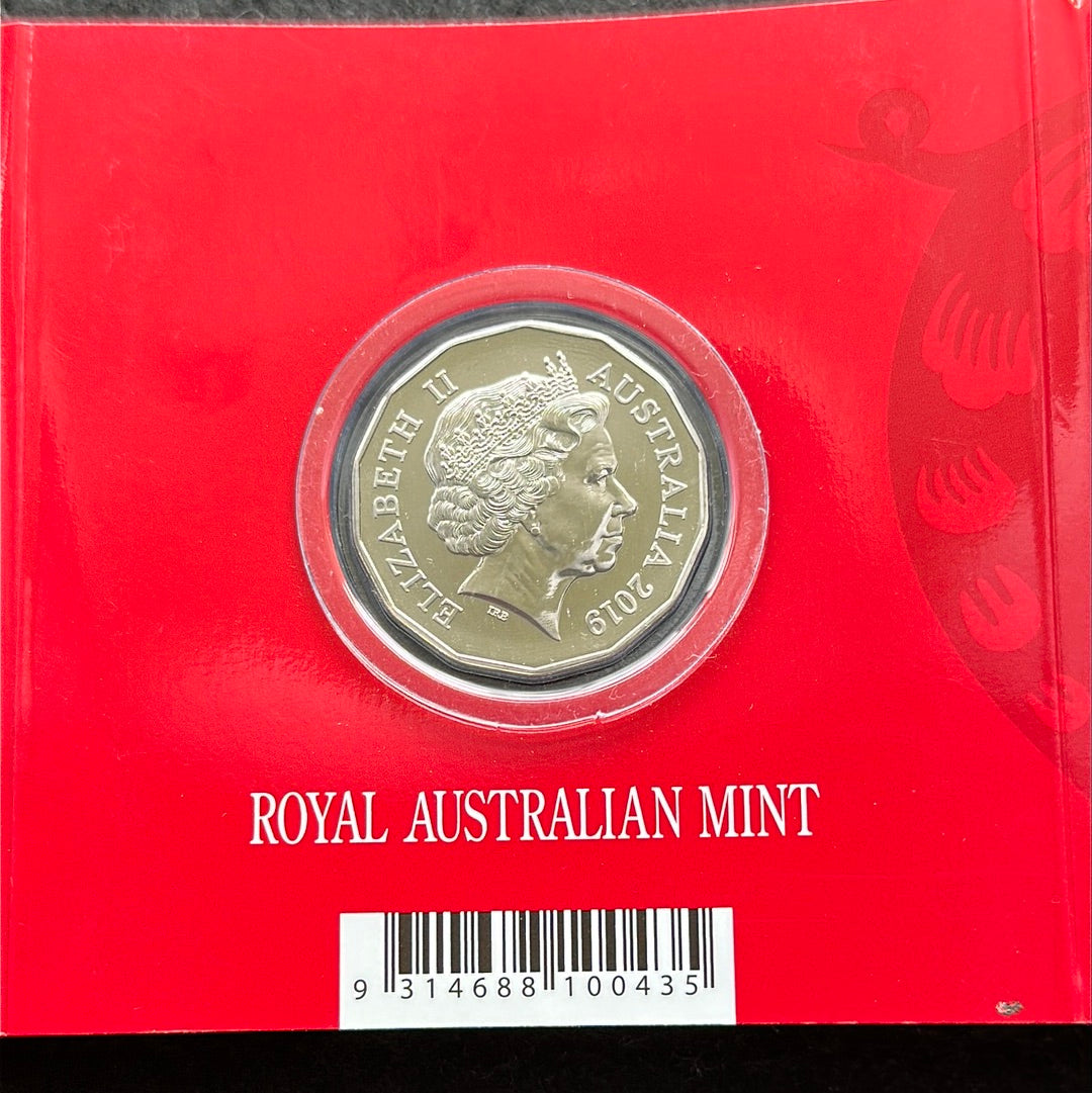 2019 Royal Australian Mint Fifty Cents 50c Lunar New Year of the Pig Tetra-Decagonal Lunar Series Coin