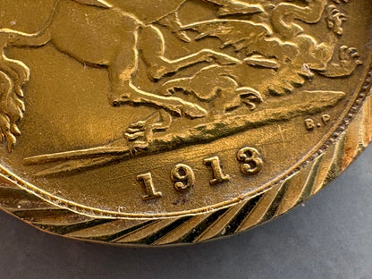 1913 Gold Half Sovereign Pendant – King George V | 22ct Gold | Pre-WWI