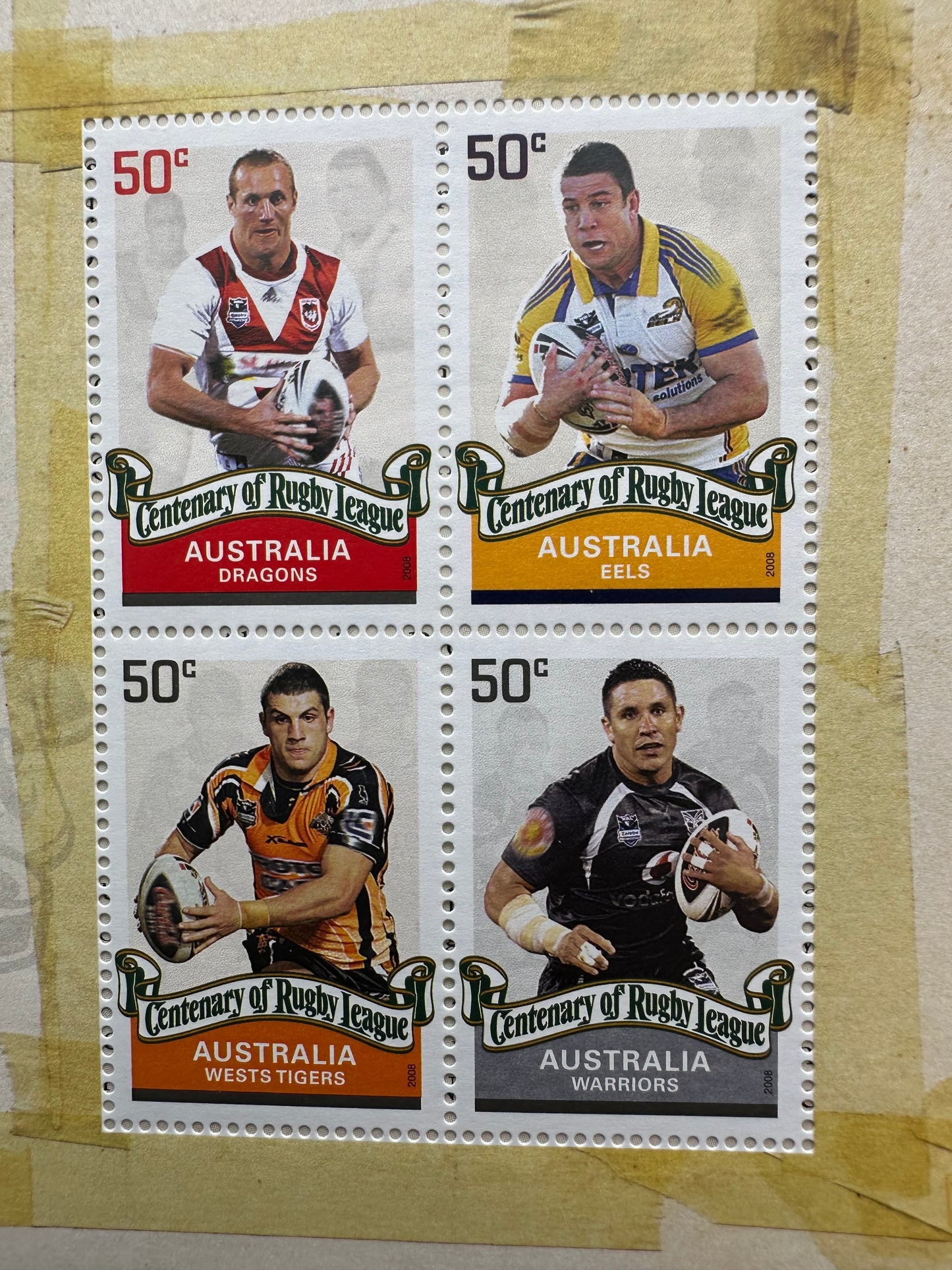 2008 Centenary of Rugby League Stamps and $1 Rugby coin in Limited Issue Booklet