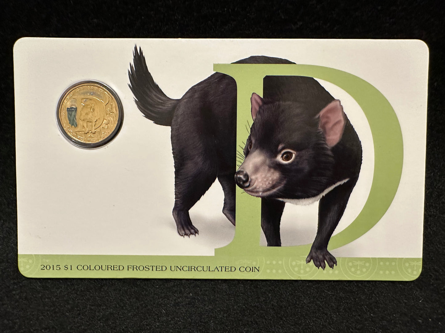 2015 Australia $1 One dollar coin 2015 ALPHABET Coloured Frosted D - TASMANIAN DEVIL