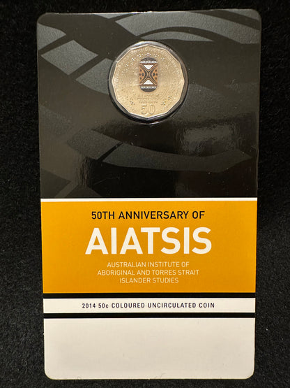 2014 Fifty Cent AIATSIS 50th Anniversary (50c) Coloured Uncirculated Australian Decimal Coin