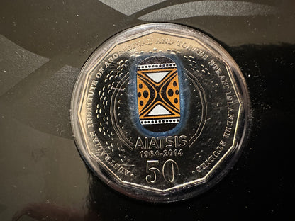 2014 Fifty Cent AIATSIS 50th Anniversary (50c) Coloured Uncirculated Australian Decimal Coin