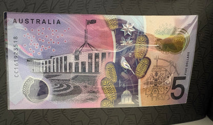 2015 $5 First Prefix Uncirculated note in Two Generations Banknotes Presentation Folder