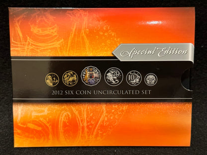 2012 Royal Australian Mint Six Coin Unc Set - Hyper-metallic Printed 50c