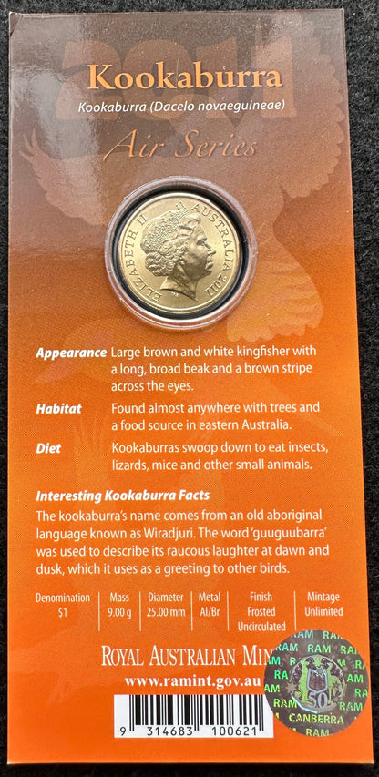 2011 $1 Air Series coloured coin - Kookaburra