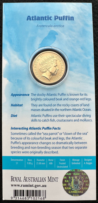 2013 $1 Polar Animals Series coloured coin - Atlantic Puffin