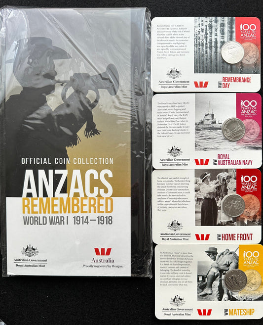 2015 ANZACS Remembered 14 coin set (no poppy)