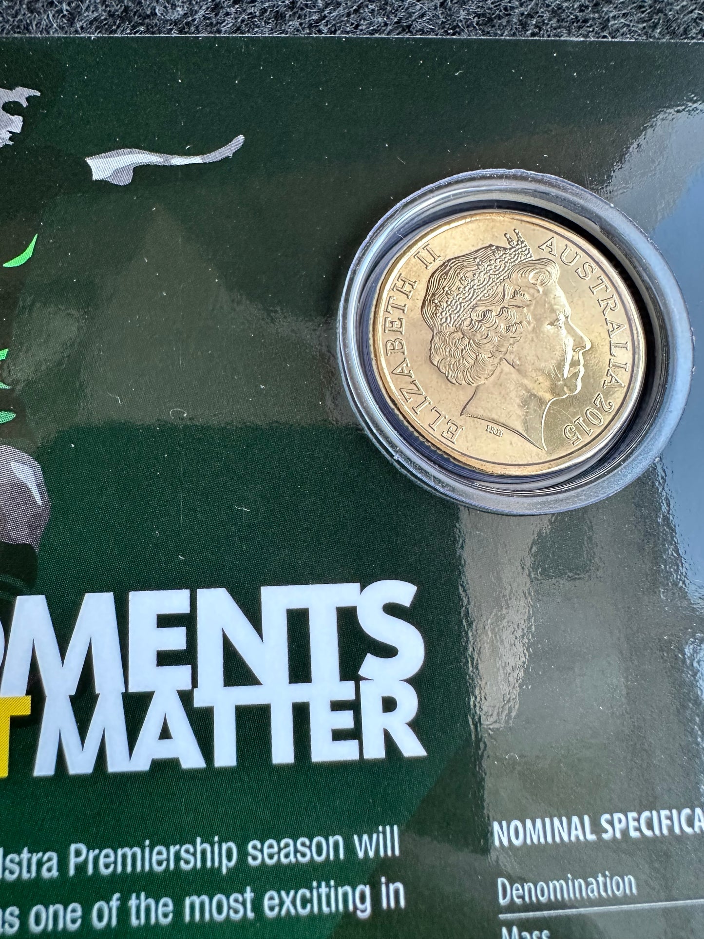 2015 $1 Moments that Matter NRL Premiership 'S' Sydney Counterstamp Coin UNC