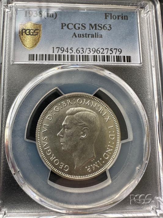 1938(m) PCGS Australian Florin MS63 pre-decimal sliver coin - UNCIRCULATED