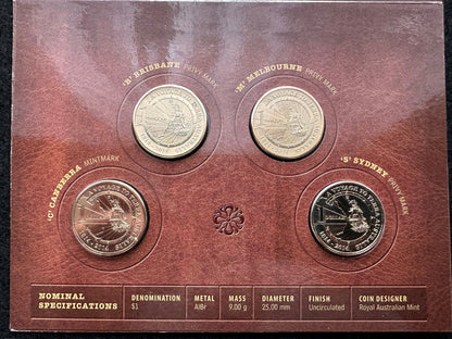 2014 $1 A Voyage to Terra Australis BCMS 4 Coin Set UNC