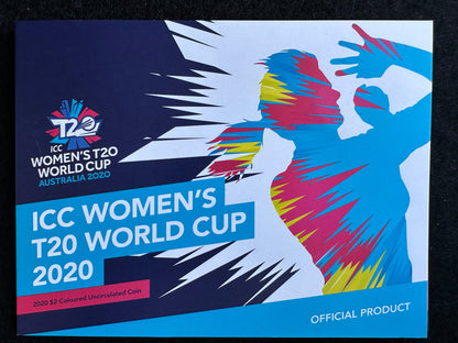 2020 $2 ICC Women's T20 World Cup coloured carded coin