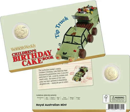 2025 AWW Birthday Cake $1 Tip Truck Uncirculated coin in card