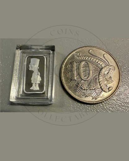 Mini Fractional Silver Bars – 1 Gram .999 Fine Silver (Bart Simpson Design)