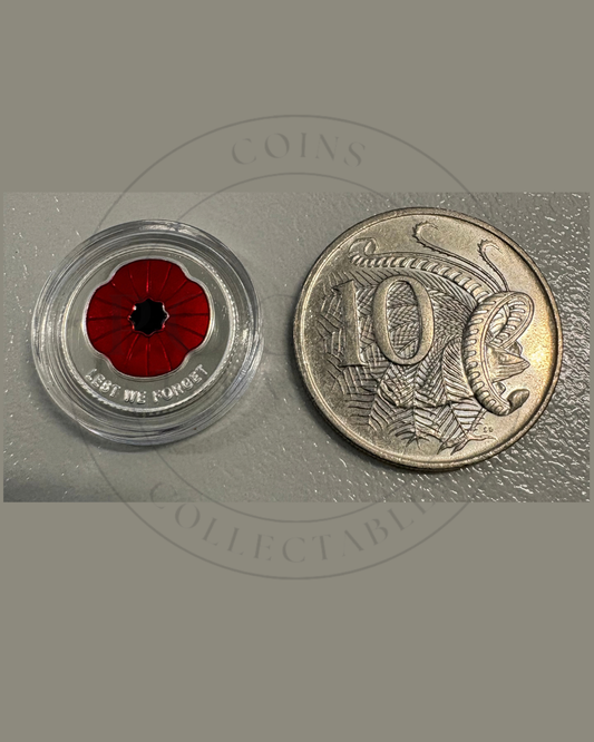 Mini Fractional Silver 1 gram round bullion - Red Poppy