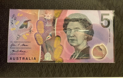 2015 $5 First Prefix Uncirculated note in Two Generations Banknotes Presentation Folder