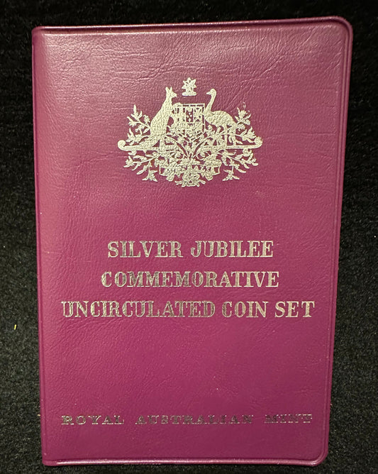 1977 Royal Australian Mint QEII 25th Jubilee Uncirculated Six Coin Year Set - Purple Wallet