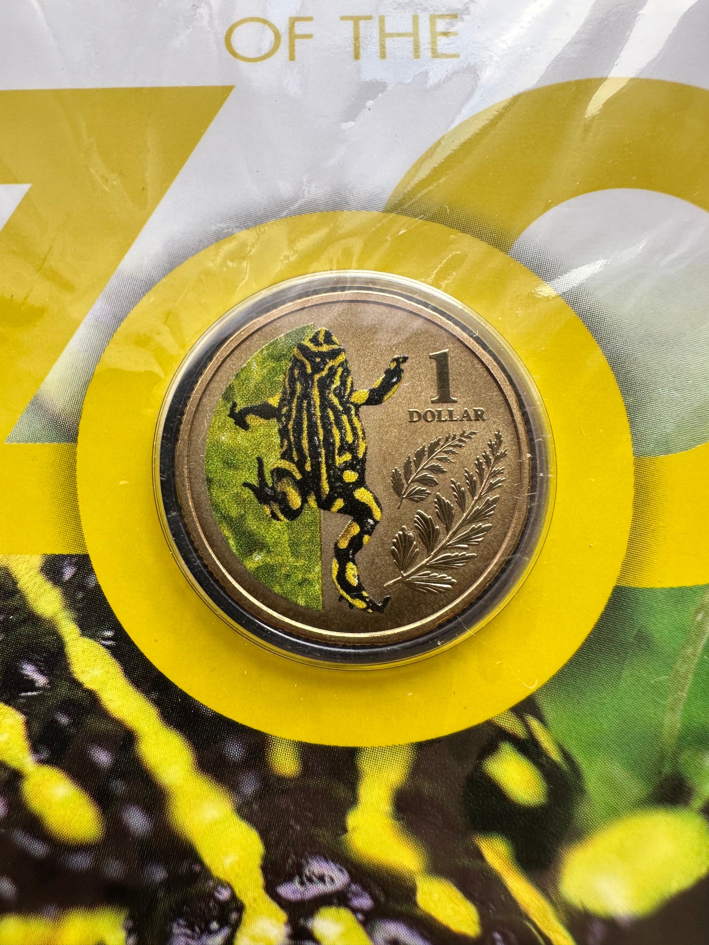 2012 $1 Animals of the Zoo Series coloured coin - Southern Corroboree Frog