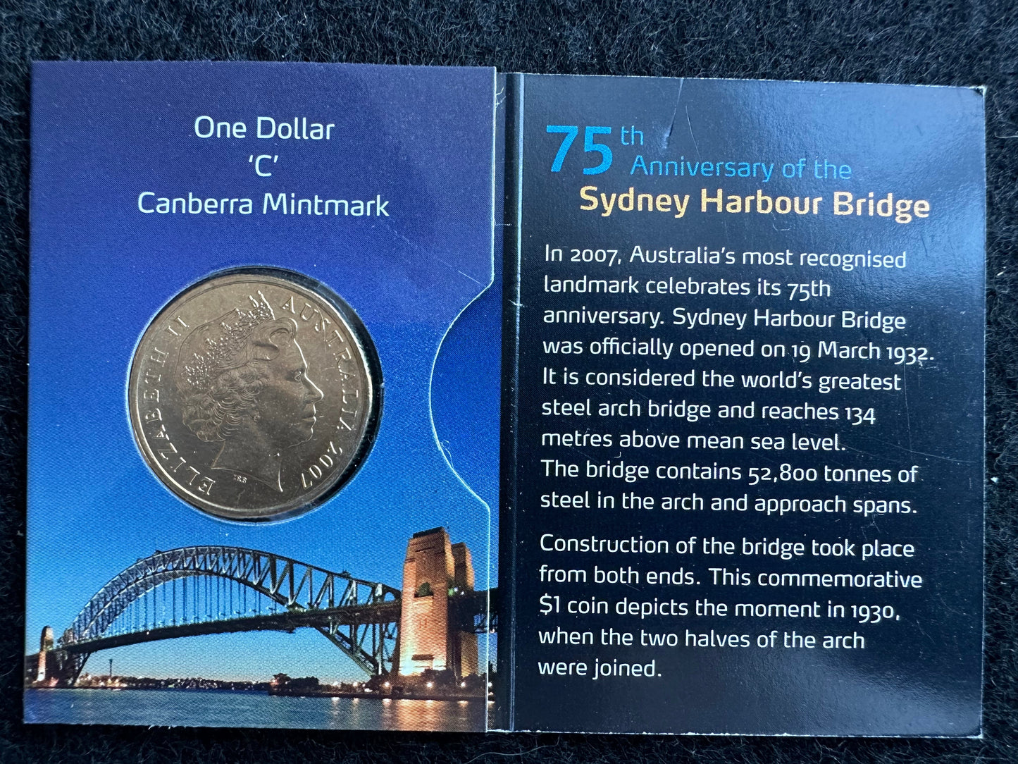 2007 75th Anniversary of the Sydney Harbor Bridge Privy Mark Carded Coins