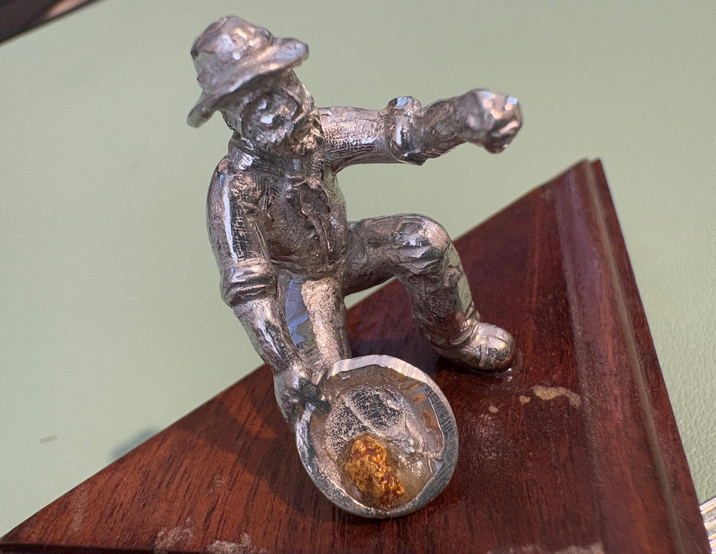 Pewter Gold Prospector with "Pocket Treasure Gold Nugget"