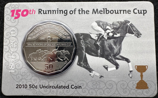 2010 50th Running of the Melbourne Cup 50 cent Carded Coin