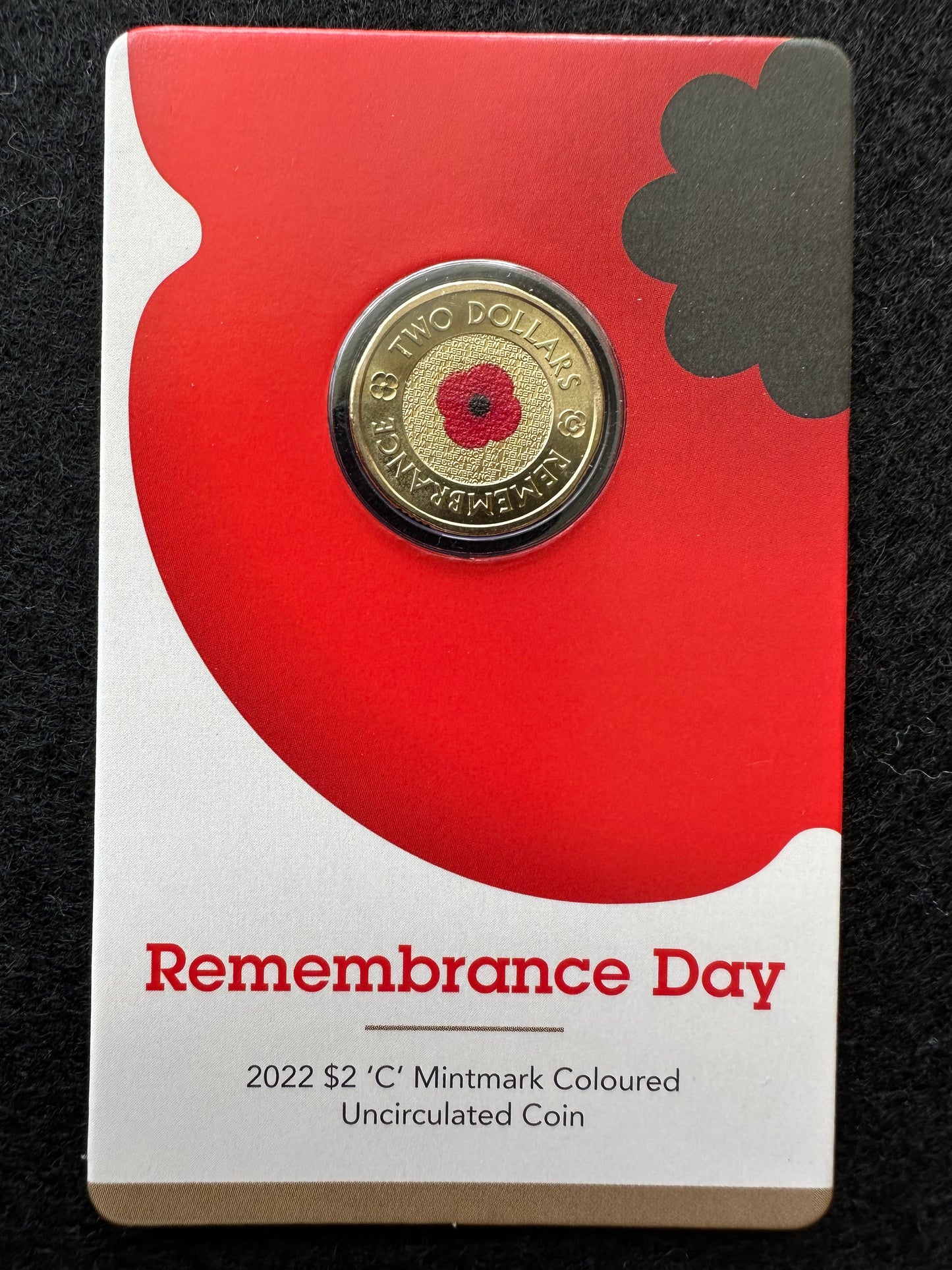 2022 $2 10th Anniversary Remembrance Day Poppy C Mintmark on card