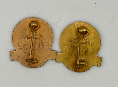 Vintage Pair of WWII War Savings Certificates voluntary Worker Enamel Lapel Badge