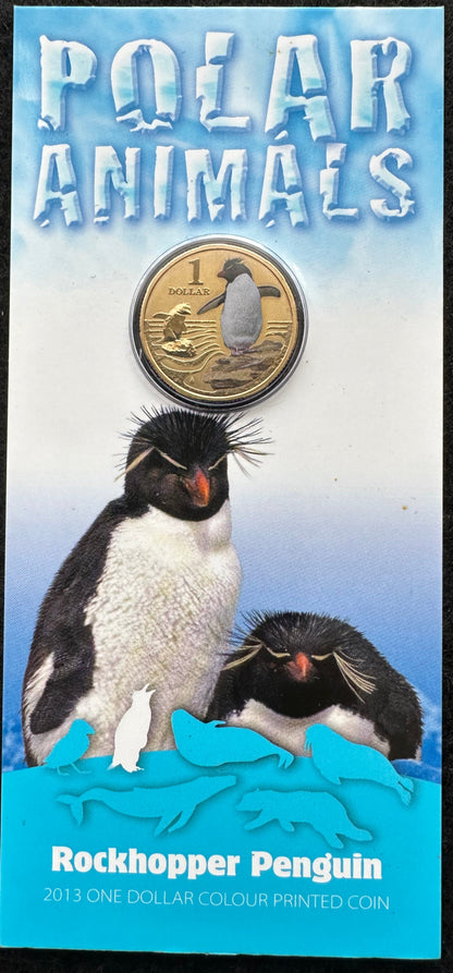 2013 $1 Polar Animals Series coloured coin - Rockhopper Penguin