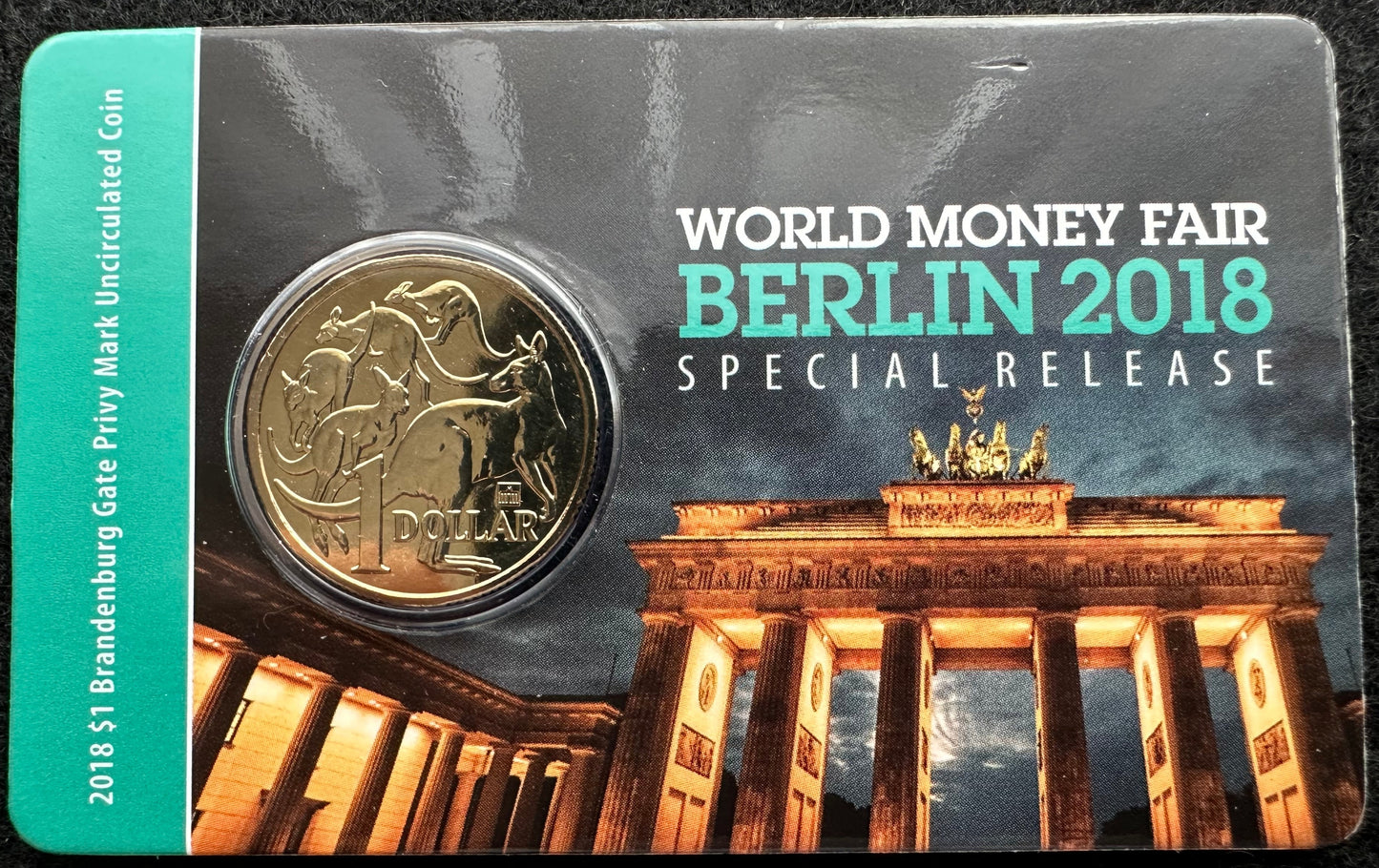 2018 $1 One Dollar World Money Fair Brandenburg Gate Privy Mark UNC