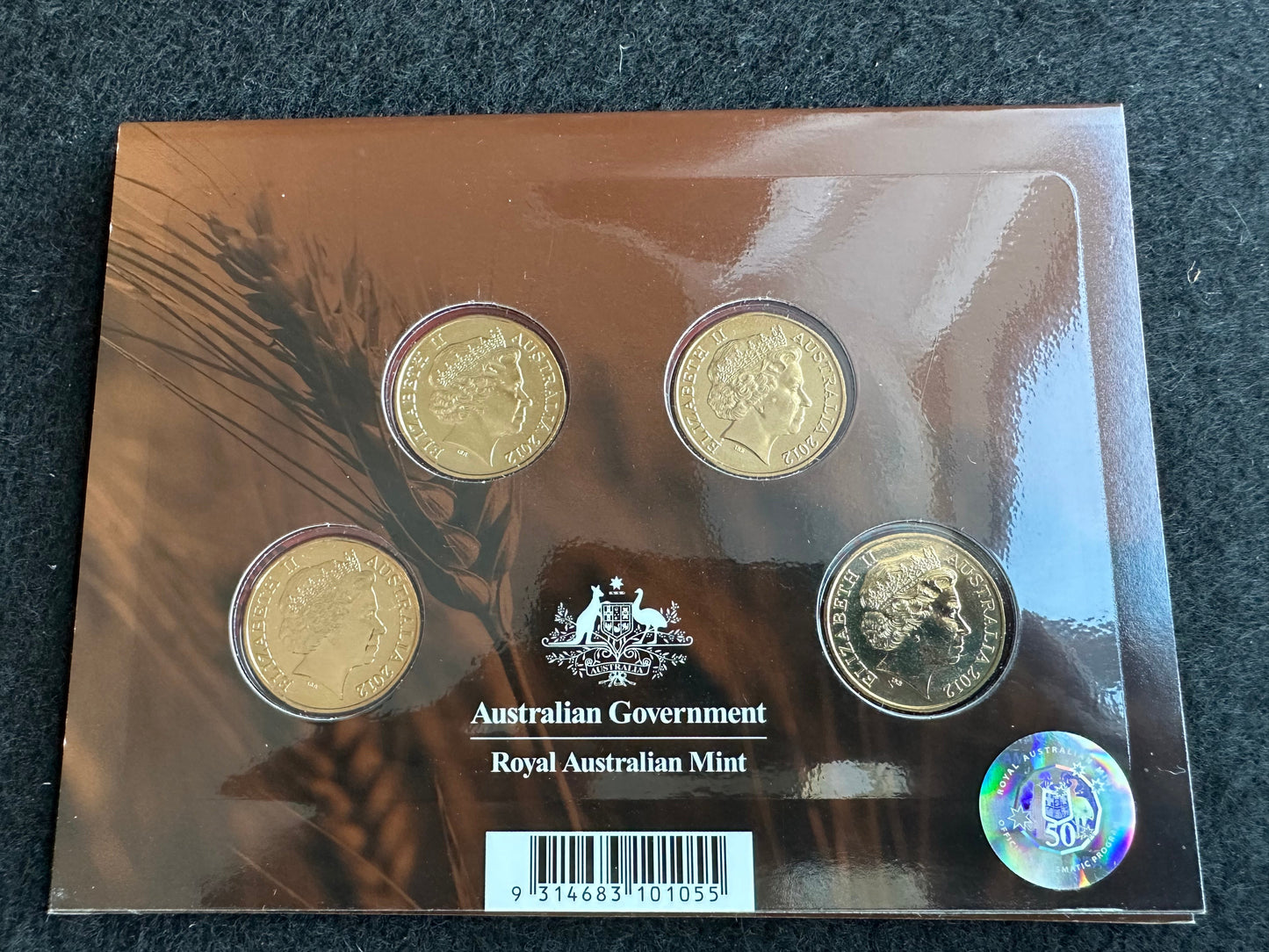 2012 Wheat Sheaf C,S,B,M One Dollar ($1) Uncirculated Australian Decimal Four Coin Set