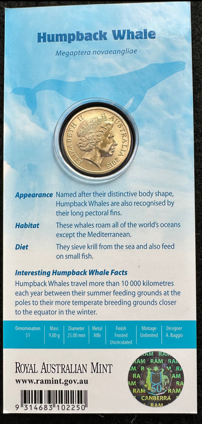 2013 $1 Polar Animals Series coloured coin - Humpback Whale