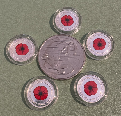 Mini Silver 1 gram round bullion - Red Poppy