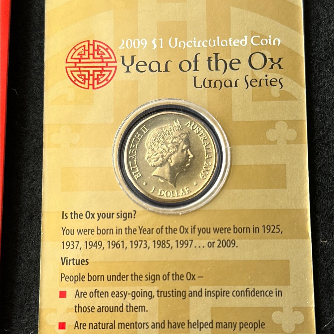 2009 $1 Lunar Year of the Ox Al Br Unc Coin in RAM Card