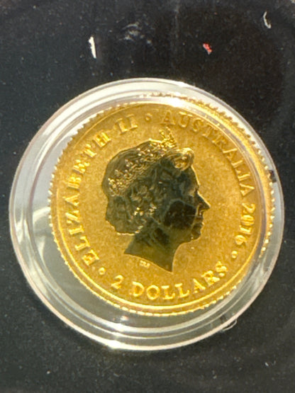 2016 $2 Australian Kangaroo Miniature Gold coin .5 grams