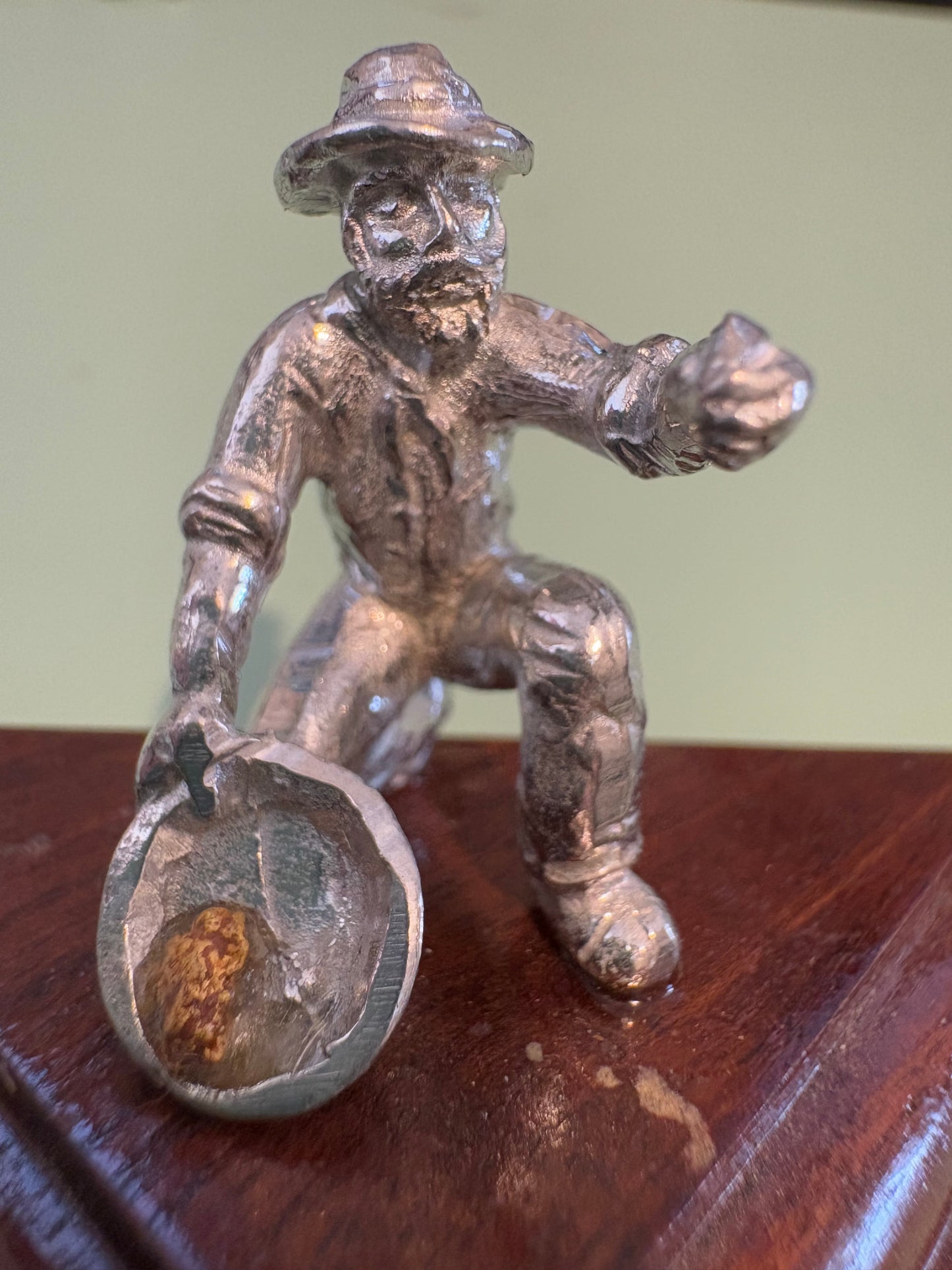 Pewter Gold Prospector with "Pocket Treasure Gold Nugget"