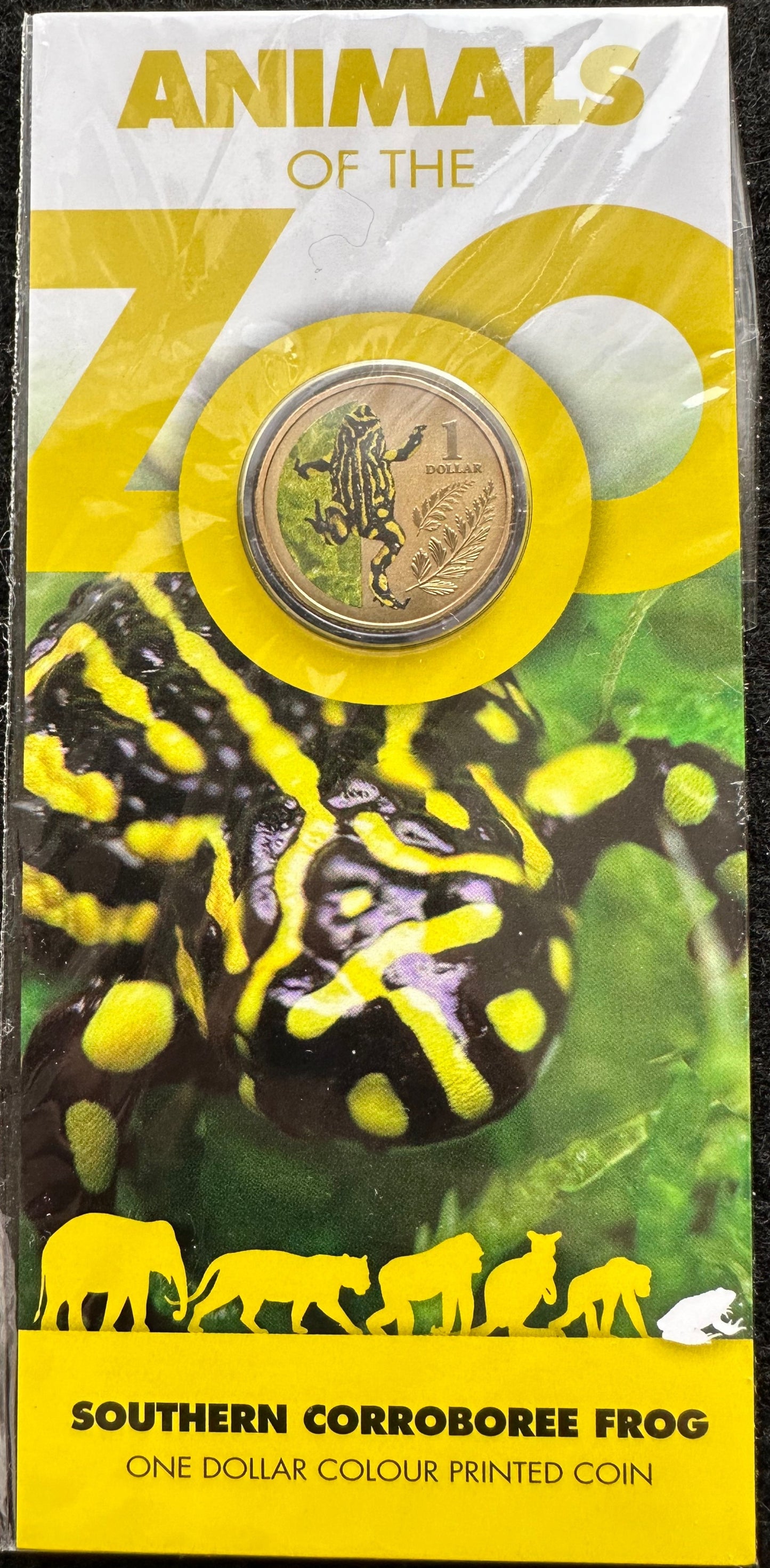 2012 $1 Animals of the Zoo Series coloured coin - Southern Corroboree Frog