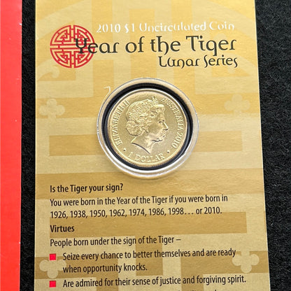 2010 $1 Lunar Year of the Tiger Al Br Unc Coin in RAM Card