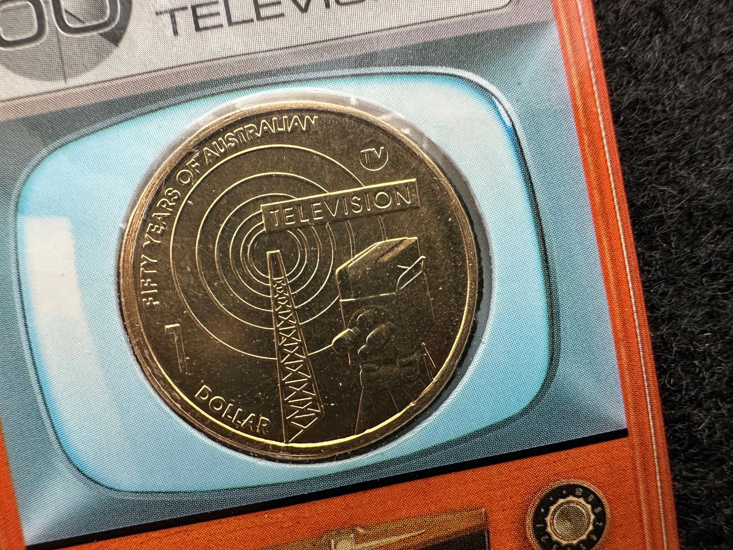 2006 50 Years of Australian Television "TV Mintmark" One Dollar Coin in Ram Card