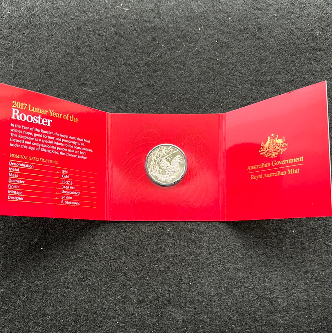 2017 Royal Australian Mint Fifty Cents 50c Lunar New Year of the Rooster Tetra-Decagonal Lunar Series Coin