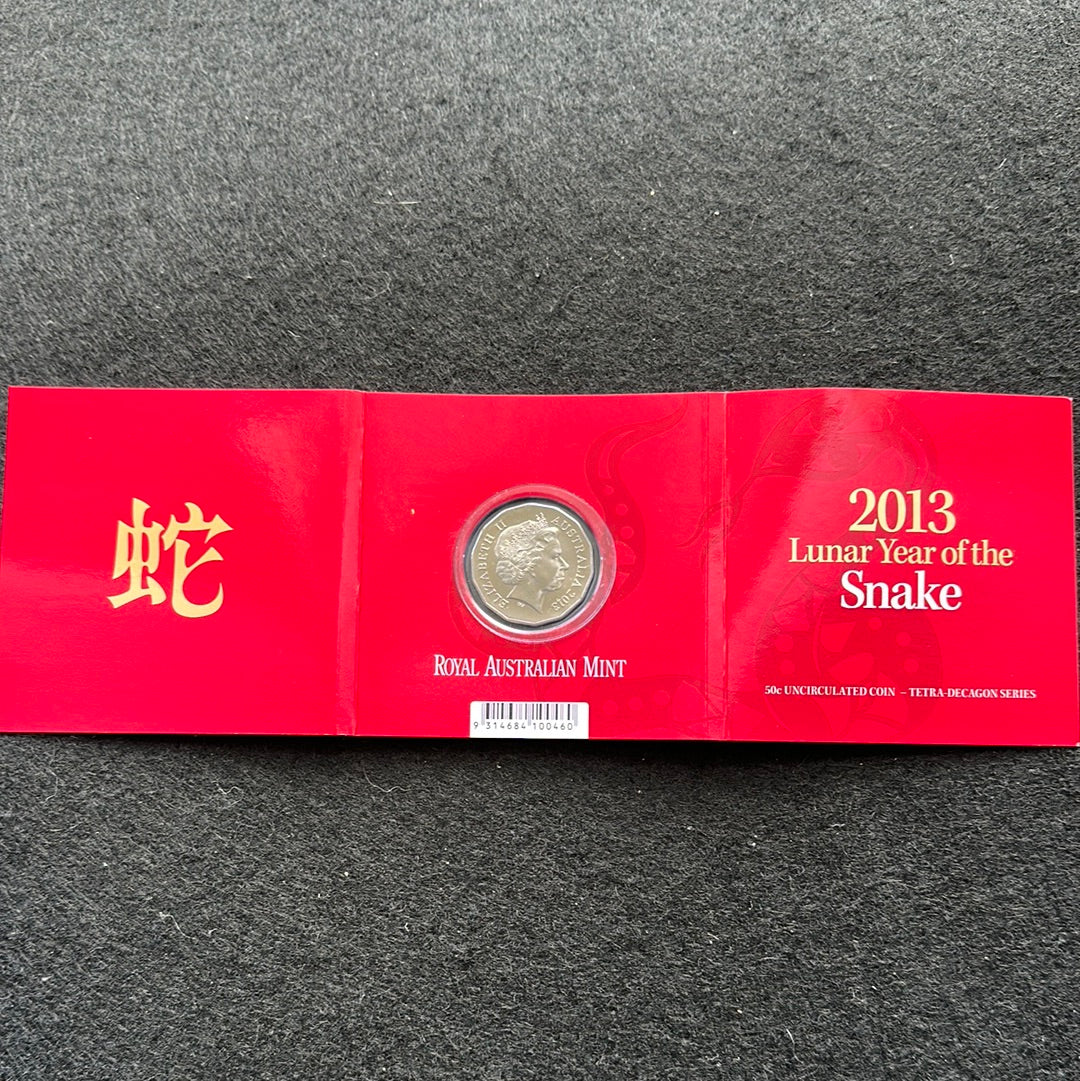 2013 Royal Australian Mint - Fifty Cents 50c - Lunar New Year of the Snake Tetra-Decagonal Lunar Series Coin