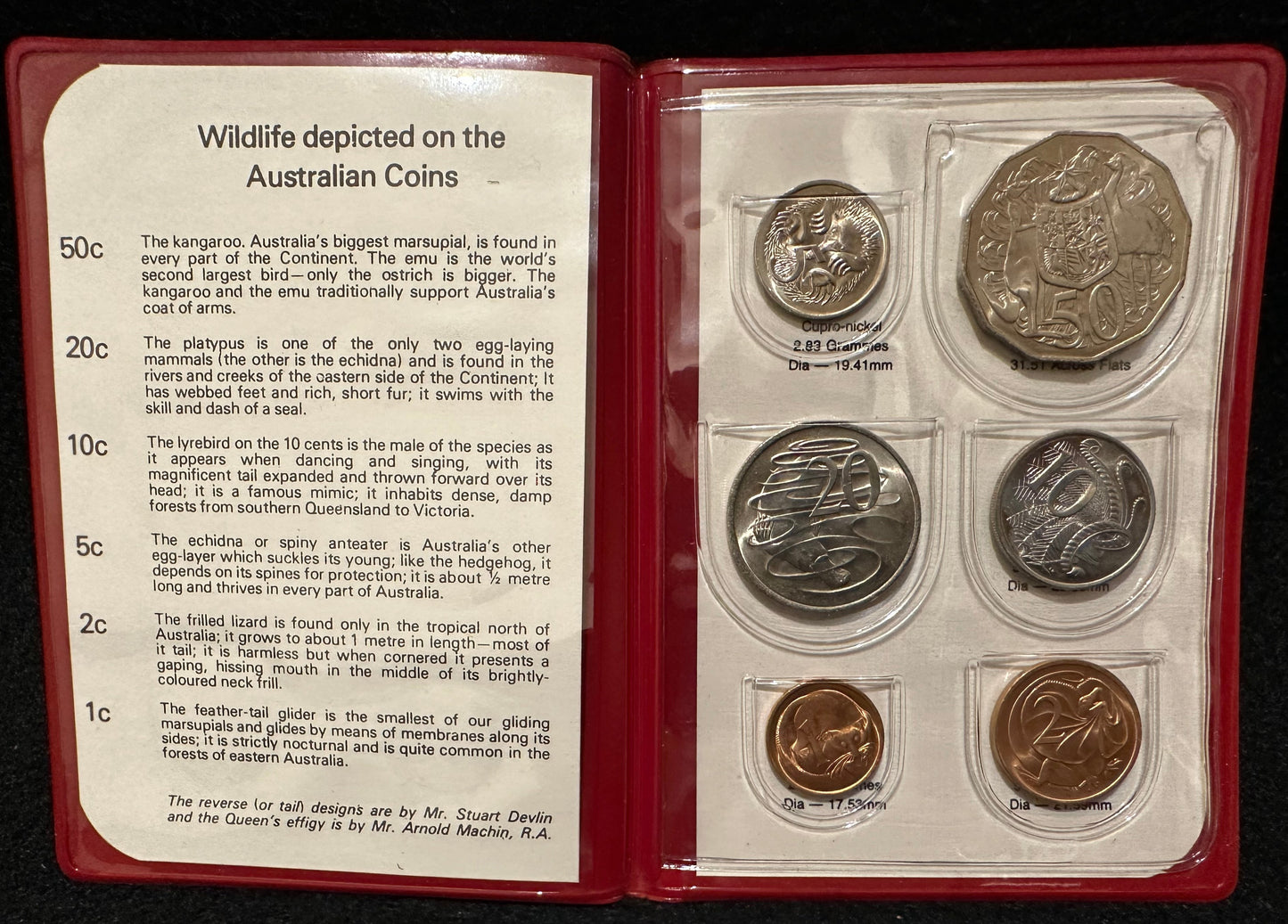 1980 Royal Australian Mint Uncirculated Six Coin Year Set - Red Wallet