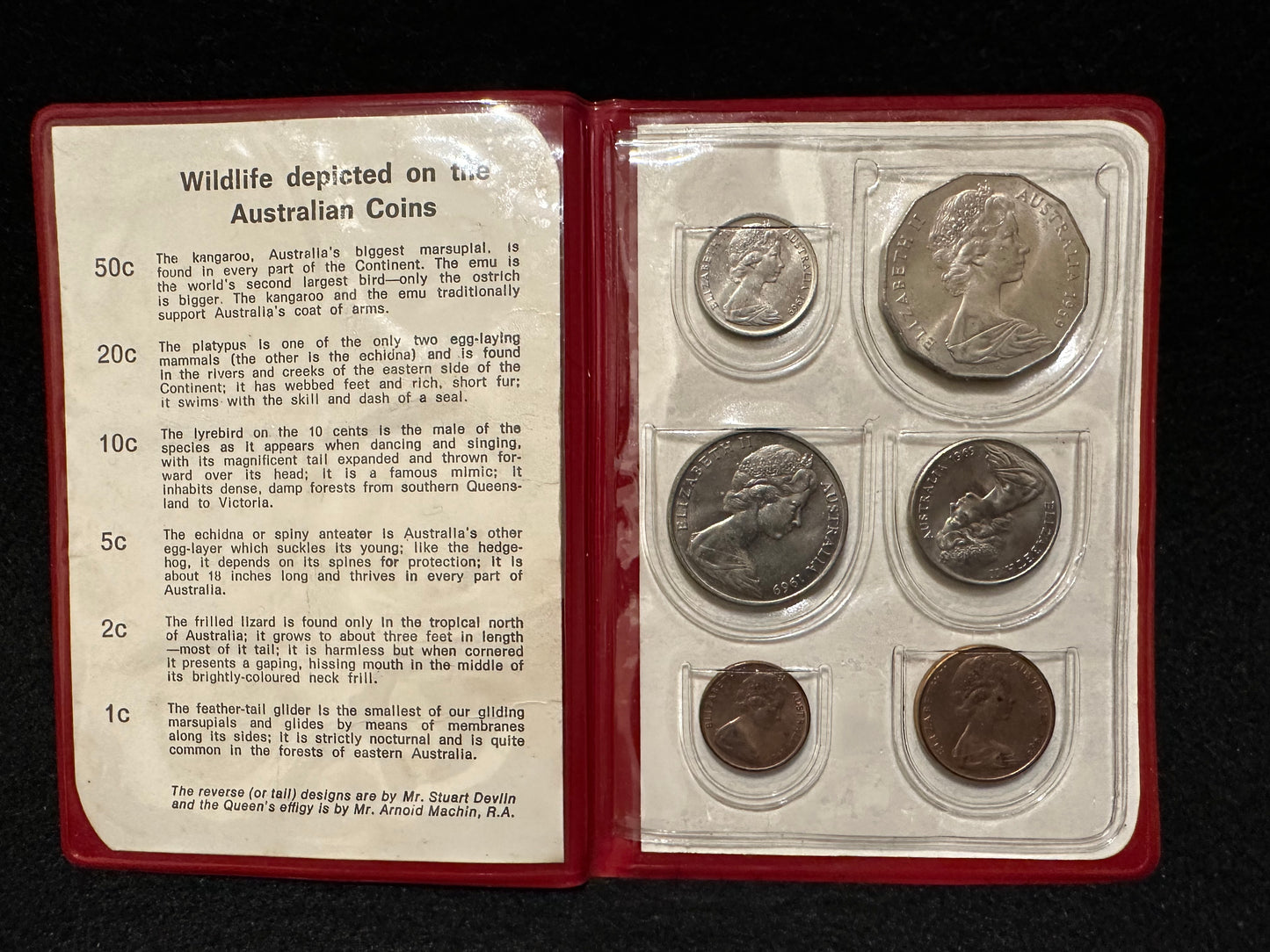 1969 Royal Australian Mint Uncirculated Six Coin Year Set - Red Wallet