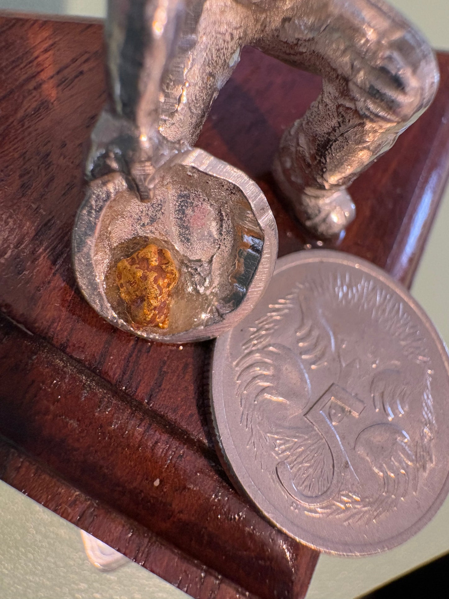 Pewter Gold Prospector with "Pocket Treasure Gold Nugget"