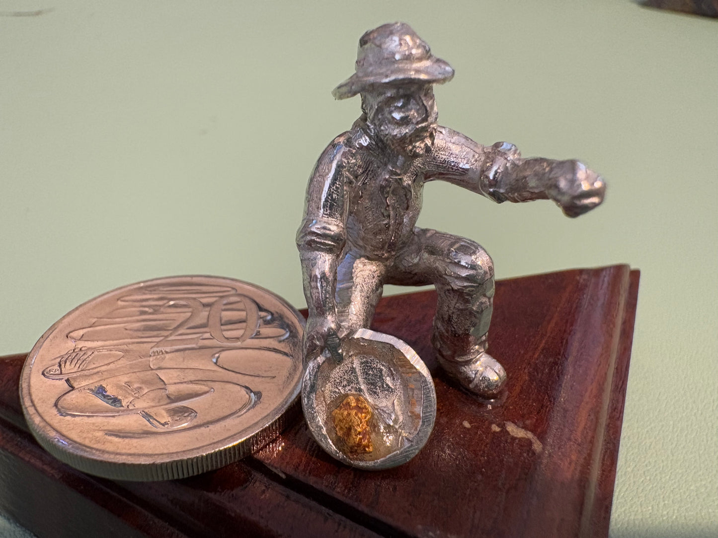 Pewter Gold Prospector with "Pocket Treasure Gold Nugget"