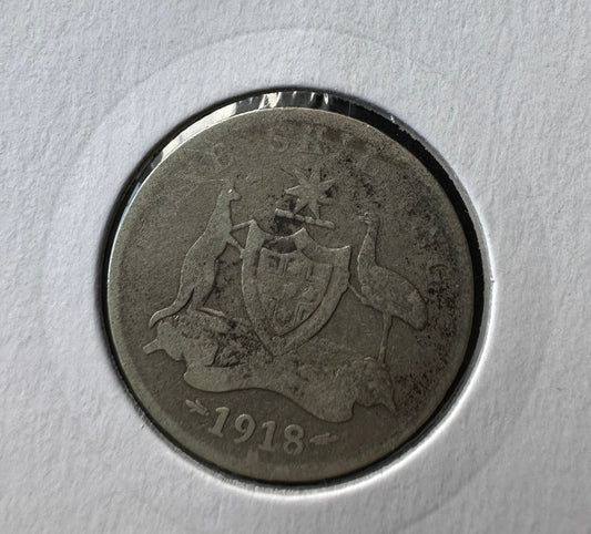 1918 Australia King George V Threepence Silver Coin