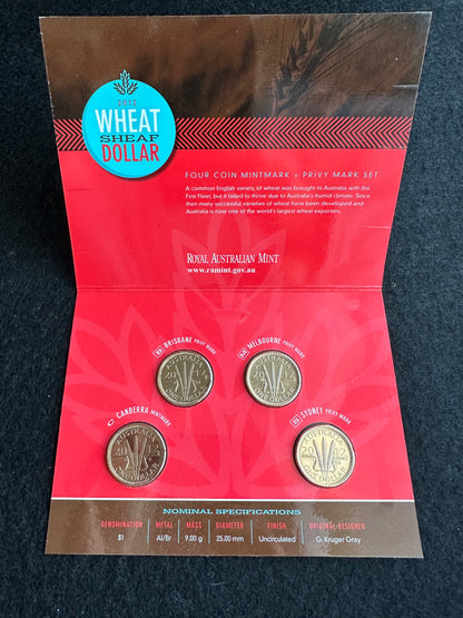 2012 Wheat Sheaf C,S,B,M One Dollar ($1) Uncirculated Australian Decimal Four Coin Set