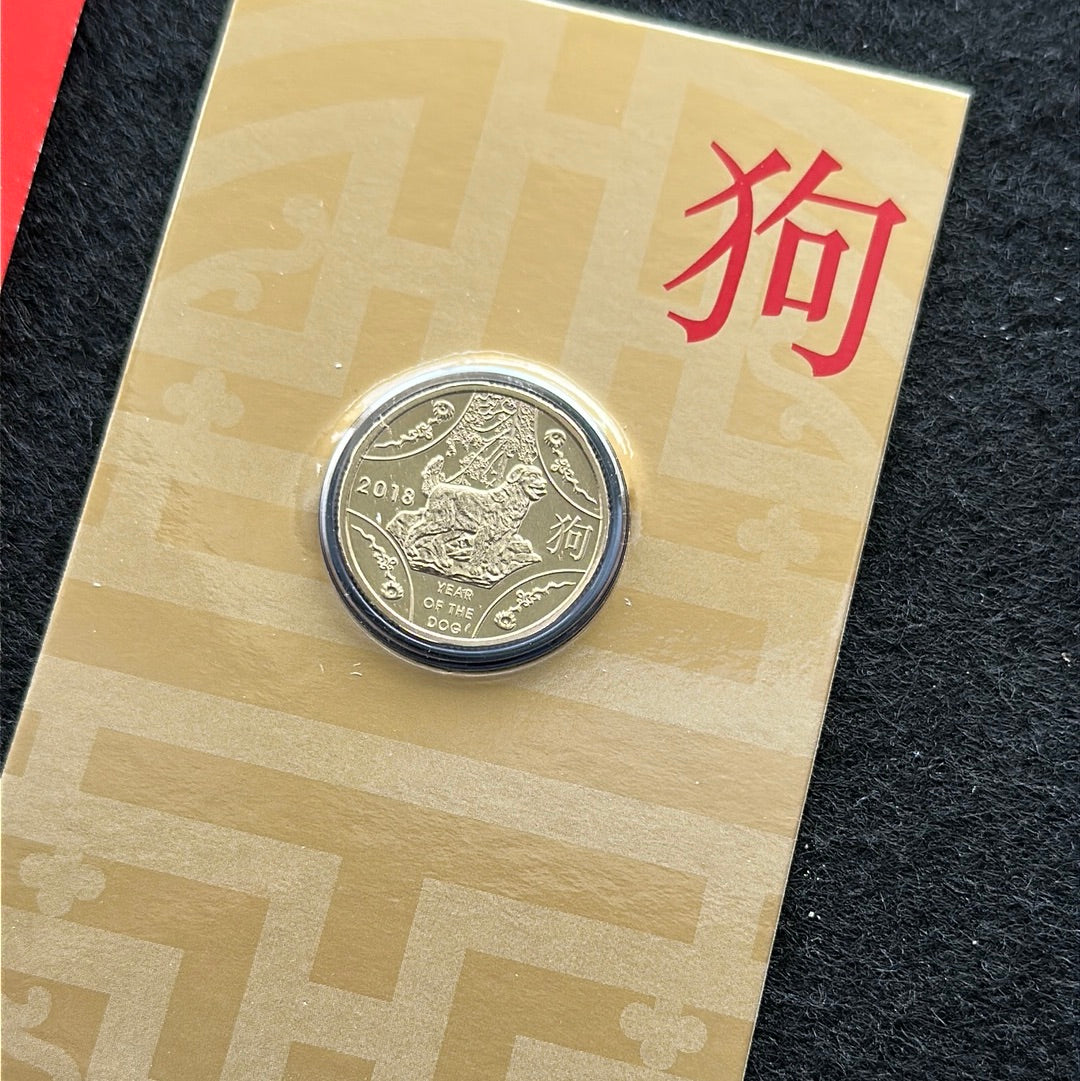 2018 $1 Lunar Year of the Dog Al Br Unc Coin in RAM Card