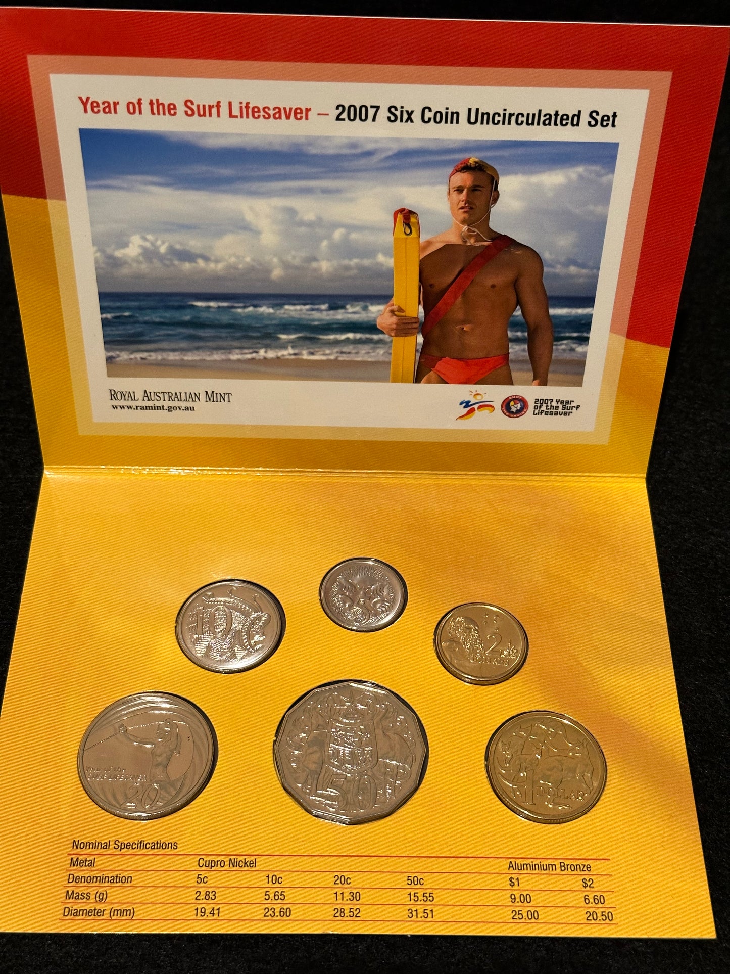 2007 Royal Australian Mint Coin Set Year of The Surf Lifesaver