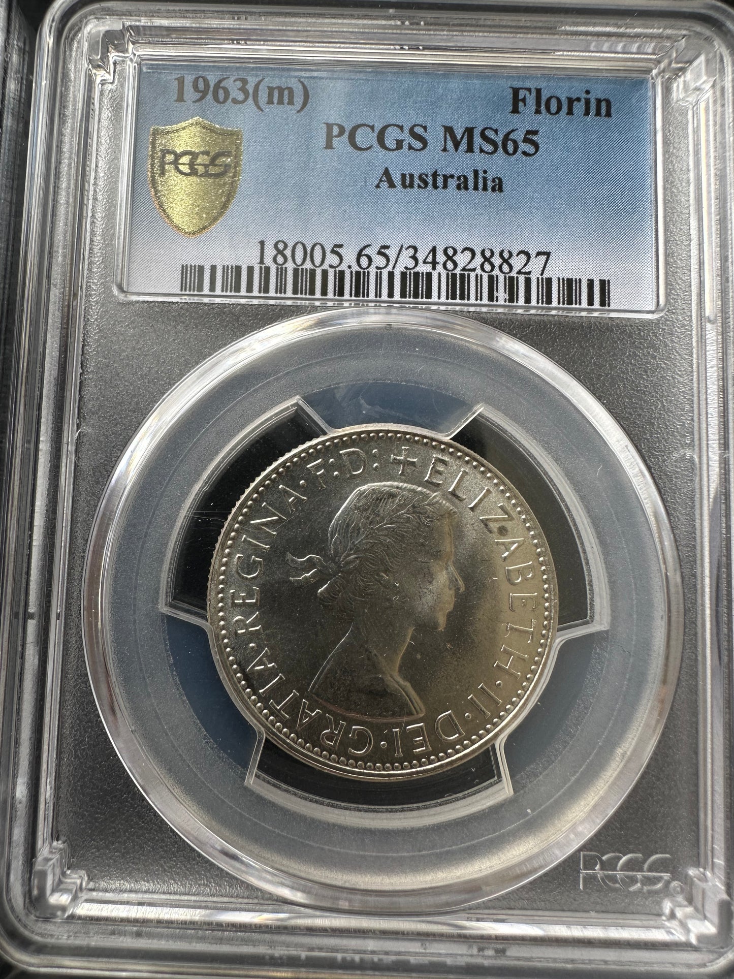 1963(m) PCGS Australian Florin MS65 pre-decimal sliver coin - GEM UNCIRCULATED