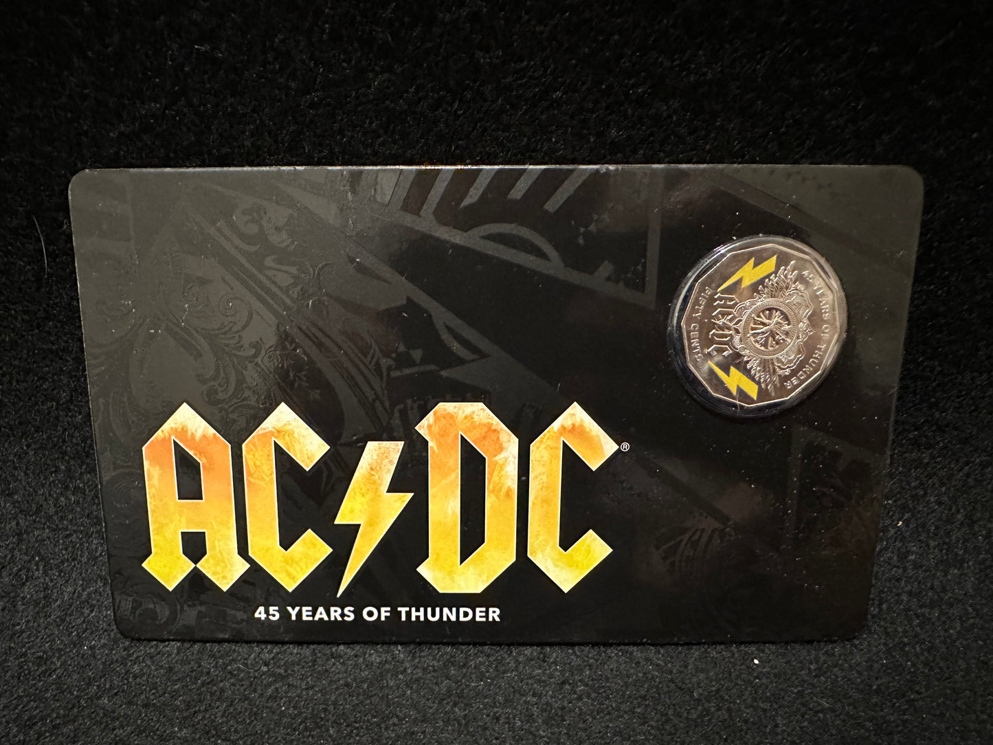 2018 50 Cents AC/DC 45 Years of Thunder Coloured Uncirculated (50c) Coin in Card