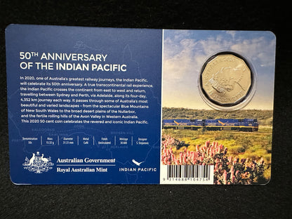 2020 Indian Pacific 50 Cent Coloured Uncirculated Coin Australian Mint RAM 50c